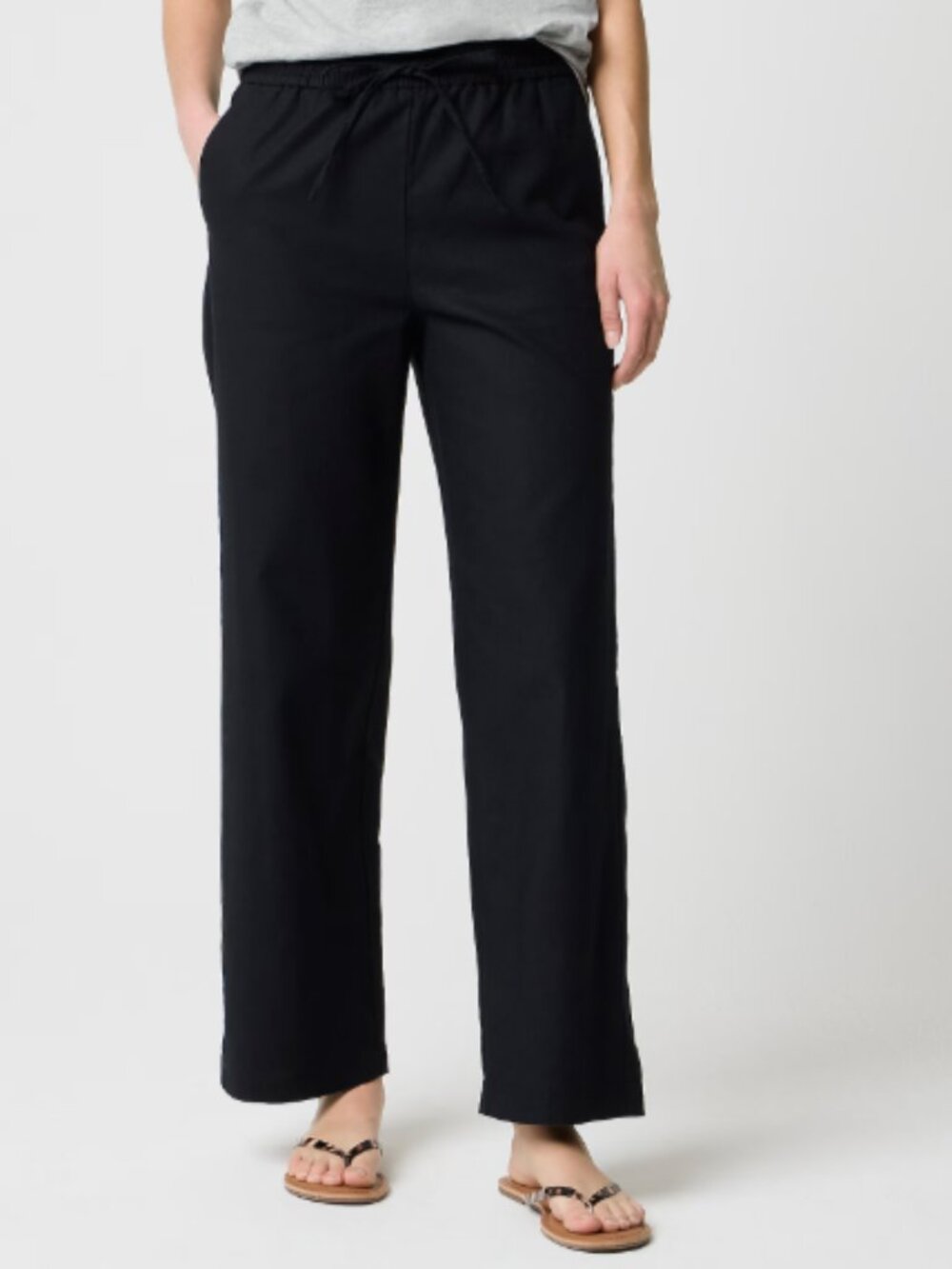 J. Crew Factory Tall Linen-blend Wide-leg Drawstring Pants NWT in Black 14 Tall